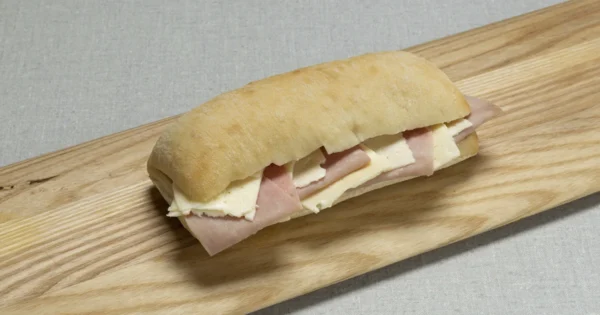 Cold Ciabatta Sandwich With Cheese And Ham